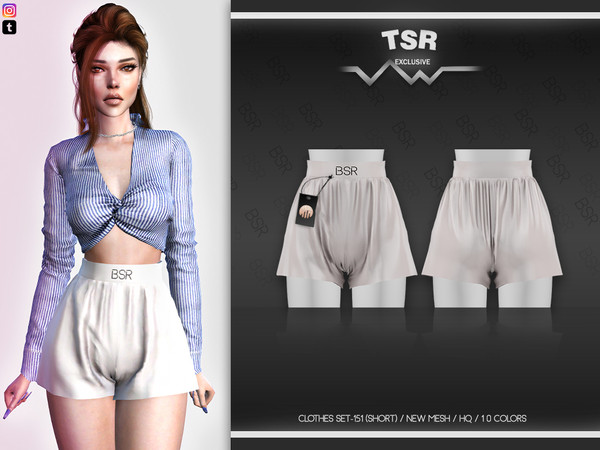 Sims 4 — Clothes SET-151 (SHORT) BD531 by busra-tr — 10 colors Adult-Elder-Teen-Young Adult For Female Custom thumbnail