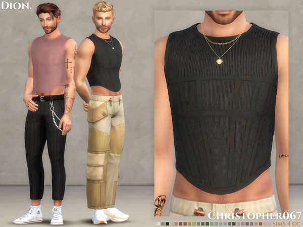 Sims 4 — Dion Top by christopher0672 — This is a fun ribbed corset-style top for your male sims inspired by the Dion Lee