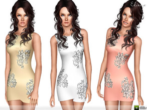 Sims 3 — Dress With Sequin Accents by ekinege — Sequin floral detail dress.