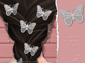 Sims 4 — Lace Butterfly Hairpins by _zy — New mesh 7 colors All lods HQ compatible hope you will like it~