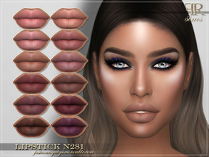 Sims 4 — FRS Lipstick N281 by FashionRoyaltySims — Standalone Custom thumbnail 12 color options HQ texture Compatible