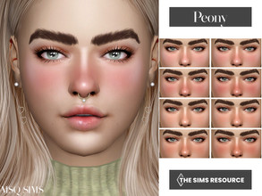 Sims 4 — Peony Blush by MSQSIMS — This Blush with nose highlight is available in 8 swatches. It is suitable for