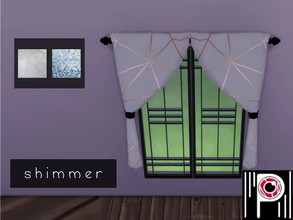 Sims 4 — Psychachu - Shimmer Set - Curtains by Psychachu — (3 swatches) - grey and gold, silver, and blue