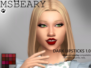 Sims 4 — Dark Lipsticks 1.0 by MsBeary — Enjoy these lovely sultry lip colors! (: -14 SHADES of RED, PINKS, BROWNS