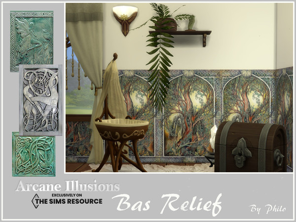 Sims 4 — Arcane Illusions_Bas Relief by philo — Ornated or sculpted bas relief for magical or medieval houses and