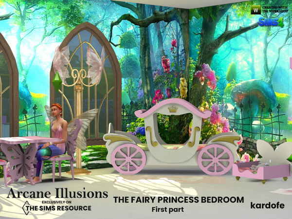 Sims 4 — Arcane Illusions The fairy princess bedroom by kardofe — First part of a set of objects to decorate a fantasy