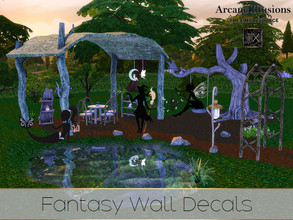 Sims 4 — Arcane Illusions - Fantasy Wall Decals by theeaax — A set of 3 Different Fantasy Wall Decals Set includes: Fairy