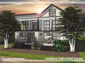 Sims 4 — Modern Industrial Home by Moniamay72 — This industrial style family house features a bright white brick and