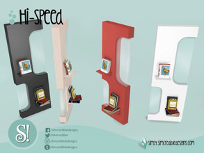 Sims 4 — Hi-Speed bookcase by SIMcredible! — by SIMcredibledesigns.com available at TSR 4 colors variations