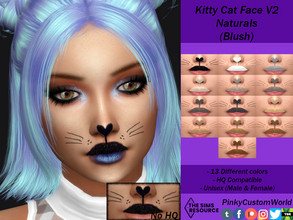 Sims 4 — Kitty Cat Face V2 Naturals (Blush) by PinkyCustomWorld — Super cute cat face makeup as blush in natural colors