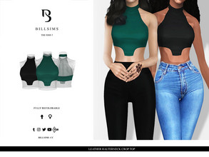 Sims 3 — Leather Halterneck Crop Top by Bill_Sims — This top features a halterneck cropped design in a shiny leather