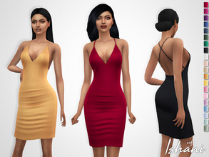Sims 4 — Ishani Dress by Sifix2 — A low-cut, cross-back pencil dress available in 20 colors for teen, young adult and