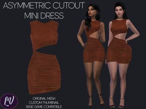 Sims 4 —   ASYMMETRIC CUTOUT MINI DRESS by linavees — Original Mesh Custom thumbnail Base game compatible Happy simming!
