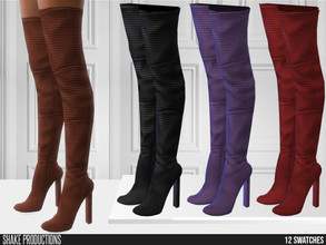 Sims 4 — 752 - Wool High Heeled Boots by ShakeProductions — Shoes/High Heels New Mesh All LODs Handpainted 12 Colors