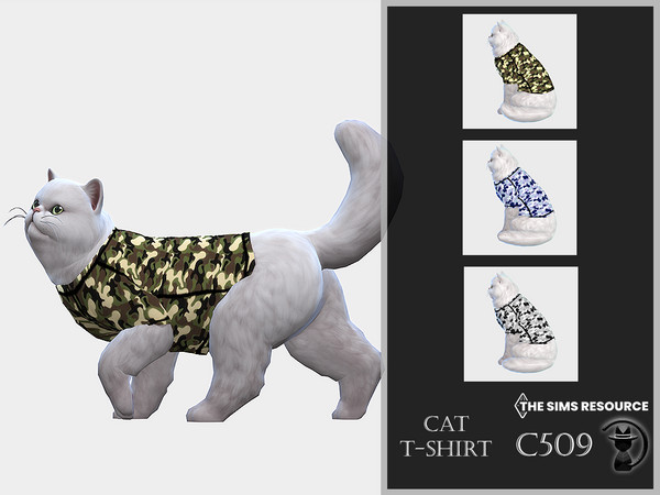 Sims 4 — Cat T-shirt C509 by Daph's — 3 Swatches Compatible with HQ mod Works with all of skins Custom Thumbnail All Lods