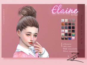 Sims 4 — Elaine hairstyle_Zy(kid) by _zy — 24 colors All lods HQ compatible Hats compatible