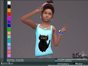 Sims 4 — Kitty Kat by Silerna — Handpainted Kitty on a childrens top! - Base game compatible - Children -
