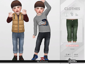 Sims 4 — Denim cropped pants 01 for Toddler  by remaron — Denim pants for Toddler in The Sims 4