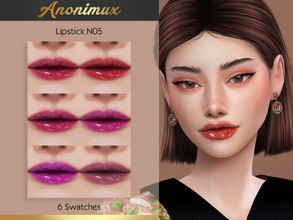 Sims 4 — Lipstick N05 by Anonimux_Simmer — - 6 Swatches - Compatible with the color slider - BGC - HQ - Thanks to all CC