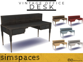 Sims 4 — Vintage Office - desk by simspaces — Part of the Vintage Office set: it's old, it's rough, it's full of