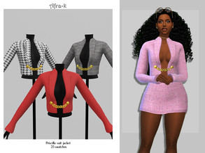 Sims 4 — Priscilla suit jacket by akaysims — A suit jacket with a chain in 25 colors - All maps included - Custom