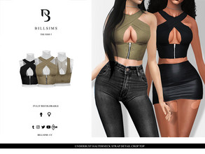 Sims 3 — Underbust Halterneck Strap Detail Crop Top by Bill_Sims — This top features a leather material with an underbust