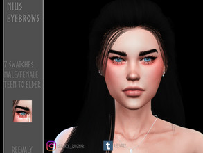 Sims 4 — Nius Eyebrows by Reevaly — 7 Swatches. Teen to Elder. Male and Female. Works with all Skins and Overlays. Base