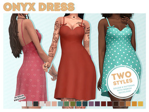 Sims 4 — Onyx Dress Set by Solistair — A mid-thigh length summer dress with a tight fit and flattering cleavage. Full
