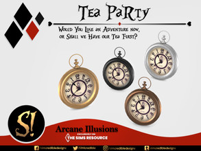 Sims 4 — Arcane Illusions - Tea party - Big Pocket clock sculpture by SIMcredible! — "I'm late! I'm late! For a very