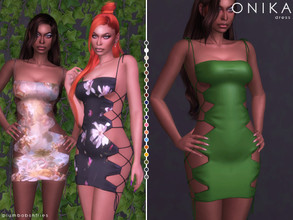 Sims 4 — ONIKA | dress by Plumbobs_n_Fries — Side Lace Silk Dress Inspired by Charlotte Knowles (Dress worn by Nicki