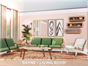 Sims 4 — Rayne Living room by Mini_Simmer — Room type: Living room Size: 5x5 Price: $5,453 Wall Height: Short