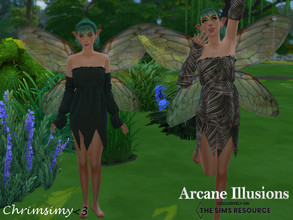 Sims 4 — Arcane Illusions-Fairy Dress by chrimsimy — A fairy dress with long billowy sleeves in different color variants