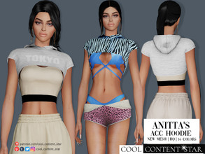 Sims 4 — Anitta Crop Hoodie *Accesory Category* (patreon) by sims2fanbg — .:Anitta Crop Hoodie:. Top (accesory category)