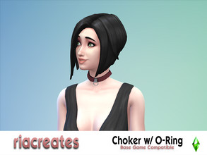 Sims 4 — Simple O-Ring Choker by riacreates — O-Ring Choker compatible with feminine neck size. 6 swatches total.