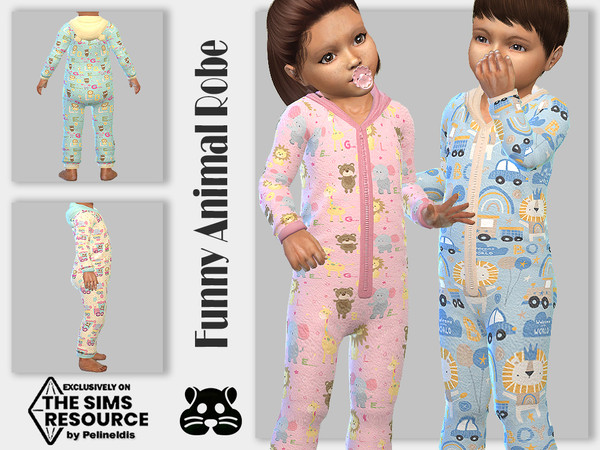 Sims 4 — Funny Animal Robe - Needs SP My First Pet by Pelineldis — A cute robe with animal print for toddler boys and