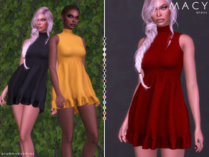 Sims 4 — MACY | dress by Plumbobs_n_Fries — High neck sleeveless dress with ruffled hem. New Mesh HQ Texture Female |