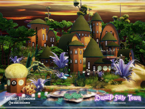 Sims 4 — Arcane Illusions Dwarf Fairy Town by Moniamay72 — Dwarf town is a beautiful area with tiny houses for gnomes.