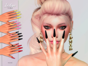 Sims 4 — Leilyn Nails by Suzue — -New Mesh (Suzue) -15 Swatches -For Female (Teen to Elder) -Ring Category -HQ Compatible