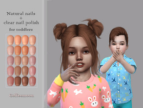 Sims 4 — Natural nails for toddlers (short matte and glossy) by coffeemoon — Uncoated and coated with glossy nail polish