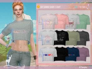 Sims 4 — SUMMER SHORT T-SHIRT by DanSimsFantasy — Summer short t-shirt for women. It has 45 samples. Location: top.