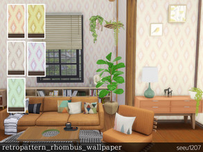 Sims 4 — retro pattern rhombus wallpaper by seeu1207 — rhombus pattern wallpaper (light grayish tone)