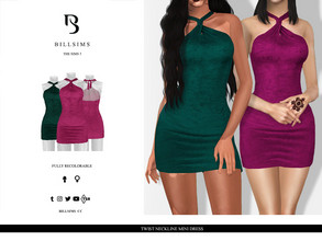 Sims 3 — Twist Neckline Mini Dress by Bill_Sims — This mini dress features a twist halter neckline with a scooped back in