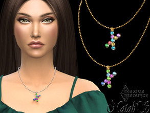 Sims 4 — Letter X multicolor pendant by Natalis — Letter X multicolor crystals pendant on the middle chain. 2 metal color