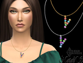 Sims 4 — Letter Y multicolor pendant  by Natalis — Letter Y multicolor crystals pendant on the middle chain. 2 metal