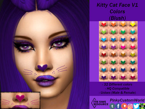 Sims 4 — Kitty Cat Face V1 Colors (Blush) by PinkyCustomWorld — Super cute cat face makeup in bright colors - 32