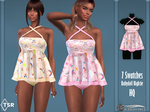 Sims 4 — Unicorn-Print Babydoll Nightie by Harmonia — New mesh / All Lods 7 Swatches Please do not use my textures.