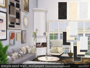 Sims 4 — simple sand wall wallpaper (black&white base board) by seeu1207 — sand textured wallpaper (plaster)