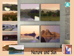 Sims 4 — Sun and Nature Paintings - RC by watersim44 — Sun and Nature Paintings - recolor. Sundown, Water, Mountains,