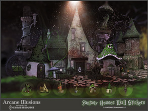 Sims 4 — Arcane Ilussions Fantasy Houses Wall Stickers by Moniamay72 — I present fantasy houses as seven different fairy