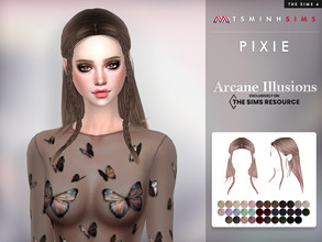 Sims 4 — Arcane illusions - Pixie Hair by TsminhSims — New meshes - 35 colors - HQ texture - Custom shadow map, normal